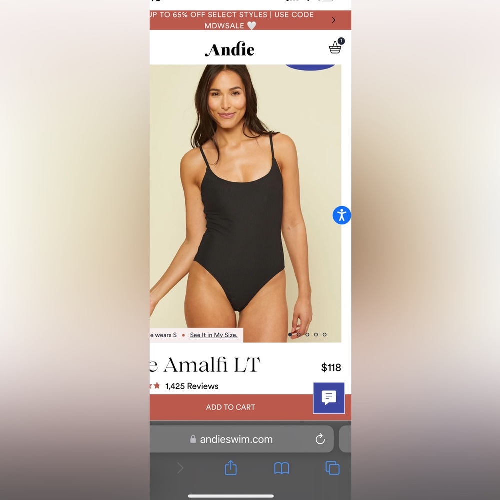 Andie swim Amalfi long torso sz small